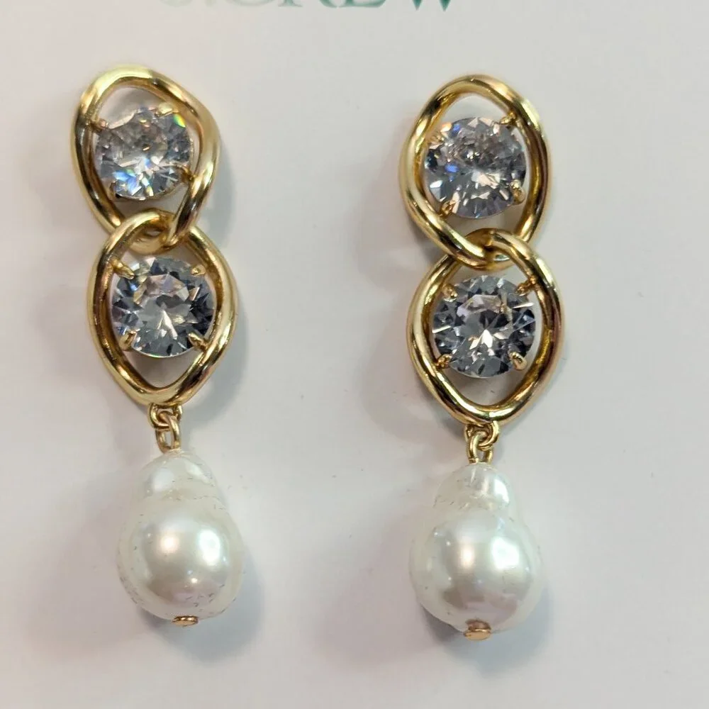 J.Crew Sparkle Pearl Chainlink Earrings - Picture 3 of 5